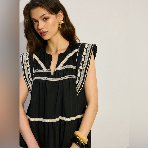 NWT ZARA CONTRAST EMBROIDERED A-LINE MINI DRESS ZW COLLECTION. SIZE M -  mordernwear.com